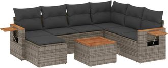 vidaXL Vidaxl - Set De Sof&aacute;s De Jard&iacute;n 8 Pzas Y Cojines Rat&aacute;n Sint&eacute;tico Gris