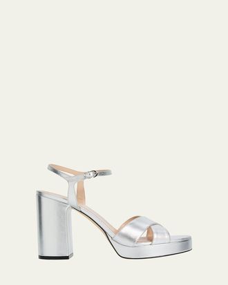 Stuart Weitzman Dayna Metallic Crisscross Platform Sandals