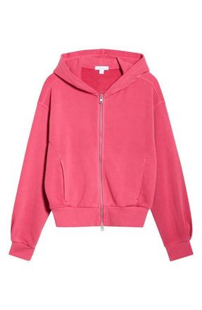 Beyond Yoga Fade Out Full Zip Hoodie in Washed Berry Red at Nordstrom, Size X-Large