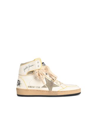 Golden Goose Wei&szlig;e Sky Star-Sneaker von Golden Goose aus Nappaleder mit Taupe-Stern