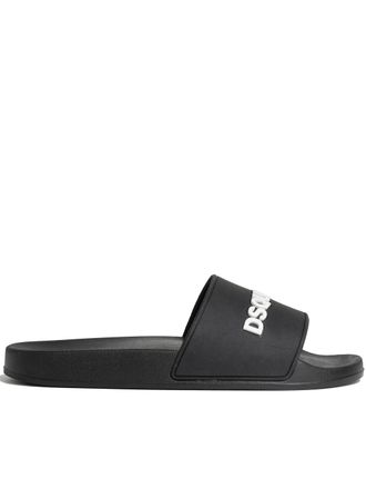 Dsquared2 Minimalist Black Flat Logo Slide Sandals