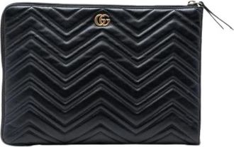 Gucci Pre-owned Quilted Clutch - Dames - Vintage Clutch - Zwart - ONE Size - Leer - Vintage