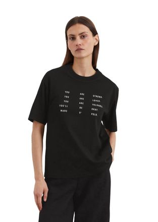 Marc O'Polo T-Shirt MARC OPOLO, Damen, Gr. M, schwarz, Single Jersey, Obermaterial: 100% Baumwolle, regular fit, Rundhals, Shirts T-Shirt