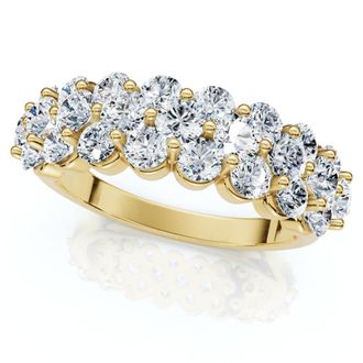 Pompeii3 2Ct Multi Row Diamond Anniversary Ring 14k Gold Lab Grown
