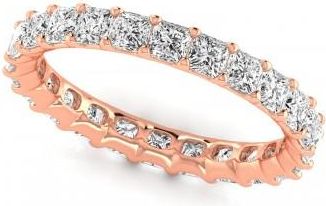 Allurez Princess Cut Diamonds Eternity Ring Wedding Band 14K Rose Gold (2.16ct)