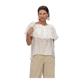 Copenhagen Muse Overhemden, Dames, Beige, M, Leer, Cmmolly Blouse