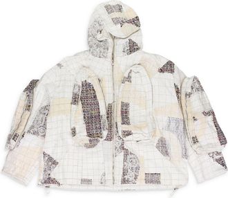Who Decides War by Ev Bravado WHITE TWEED PATCHWORK WINDOW HOODIE