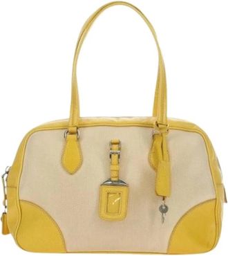 Prada Pre-owned Vintage Handbag - Dames - Vintage Handtas - Geel - ONE Size - Leer - Vintage