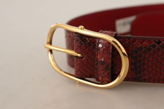 Dolce & Gabbana Womens Red Exotic Leather Gold Oval Buckle Belt