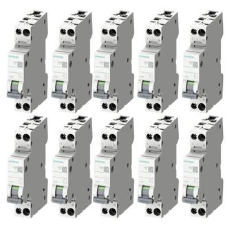 SIEMENS Kit De Disyuntores Termomagn&eacute;ticos 10a 1p+n 4,5ka Curva C 1 M&oacute;dulo 5sl30107