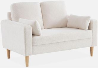 Sweeek Sofá de tejido borreguito con patas de madera, 2 plazas