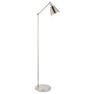 Loops Bright Nickel Standing Floor Lamp Light - White Inner Shade - Knurled Detailing in Metallics