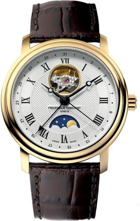 Frederique Constant Fr&eacute;d&eacute;rique Heart Beat Moonphase Mens Brown Watch FC-335MC4P5 Leather (archived) - One Size