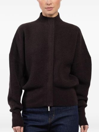 SA SU PHI stand-collar zip cardigan - women - Cashmere - 40 - Brown