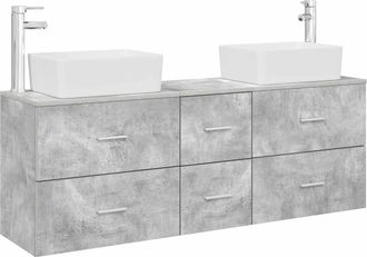 vidaXL Juego De Muebles De Ba&ntilde;o 3 Uds. Gris Hormig&oacute;n 53 X 34,5 X 63 Cm Vidaxl