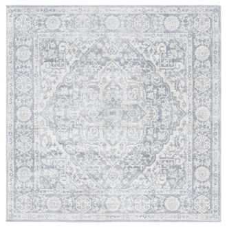 Safavieh Alfombra tradicional de polipropileno gris/blanco, 152 x 152 cm