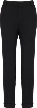 Balmain Slim-fit Trousers, female, Black, Size: S Cuffed Wool Crepe Trousers