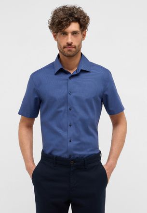 Eterna Kurzarmhemd ETERNA SLIM FIT, Herren, Gr. 40, Normalgr&ouml;ssen, blau (dunkelblau), 100% Baumwolle, schmal, Hemden Kurzarmhemd, NON IRON (b&uuml;gelfrei)