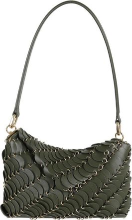 Paco Rabanne Leather Disc Handbag With Magnetic Flap Closure