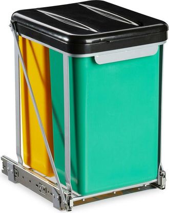 Relaxdays Relaxdays - Pattumiera Estraibile ad Incasso, 2 Bidoni Raccolta Differenziata Sotto Lavello, 8 l, 39,5x30x25,5 cm, Nera
