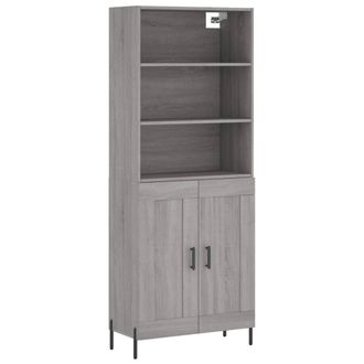 vidaXL Vidaxl - Aparador Alto Madera Contrachapada Gris Sonoma 69,5x34x180 Cm