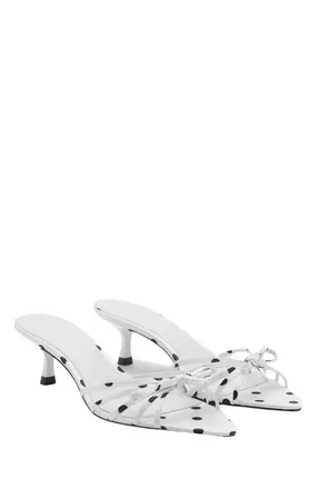 Mango Polka Dot Strap Sandal in White at Nordstrom, Size 41