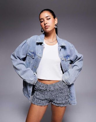 Princess Polly All You Need - Giacca di jeans oversize lavaggio blu