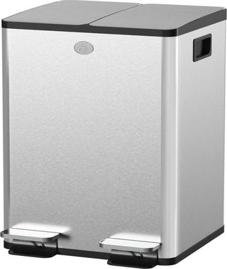 HOMCOM Homcom - Cestino Rifiuti a 2 Sezioni da 20L in Acciaio e pp 45.8x36x51.6 cm