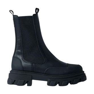 Ganni Cleated Mid Chelsea Boot - Dames - Schoenen - Zwart - Maat: 40 EU Leer