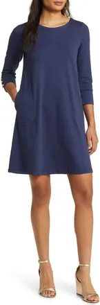 Lilly Pulitzer Solia Downtime UPF 50+ Jersey Shift Dress in True Navy at Nordstrom, Size Medium