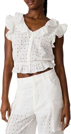 Steve Madden Mayra Cotton Eyelet Top in White at Nordstrom, Size X-Small