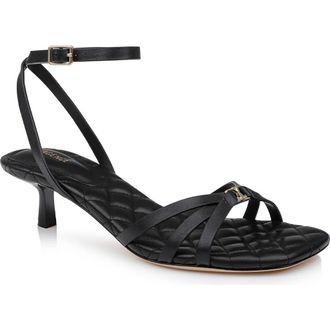 L'agence Genette Ankle Strap Kitten Heel Sandal in Black Leather at Nordstrom Rack, Size 7.5