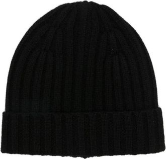 Be You Ribbed Cashmere Beanie - Dames - Hoeden - Zwart - ONE Size - Kasjmier - Accessoires