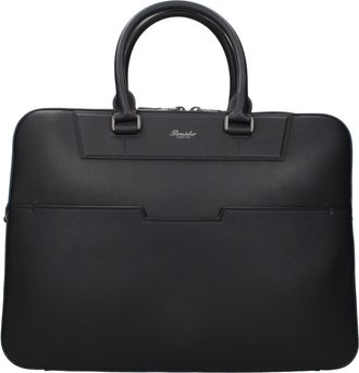 Pineider Herrens Arbeitstaschen aus schwarzem Leder