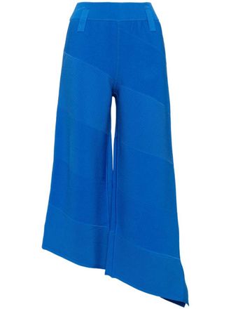 Ph5 diagonal-ribbed cropped pants - women - Recycled Rayon/Polyester/Recycled Viscose/Spandex/Elastane - S - Blue