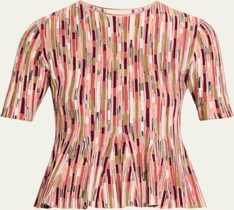 Ulla Johnson Samira Spaced-Dyed Knit Short-Sleeve Top