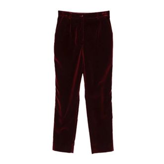 Dolce & Gabbana Pantaloni in Velluto con Striscia Laterale - - Trousers - Donna - Rosso - S
