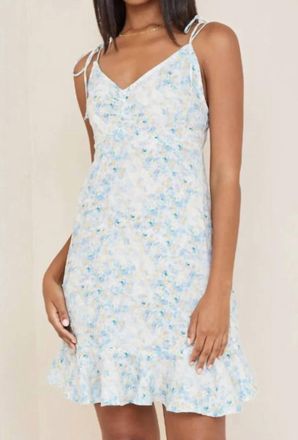 Bella Dahl Tie Strap Smocked Back Dress In Blue Floral Print