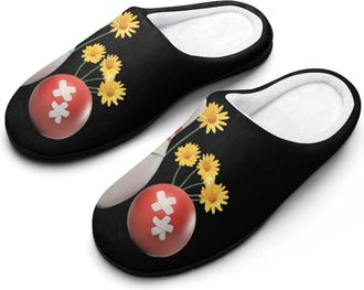 Generic Ball Pin Bowling Sports Womens Slippers Warm House Slippers Indoor House Shoes with Anti-Skid Rubber Sole
