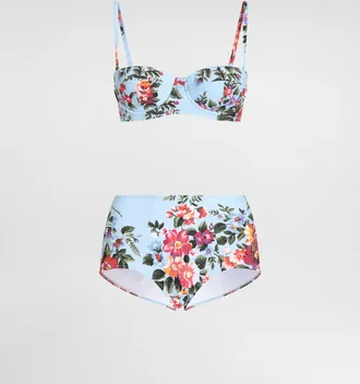Dolce & Gabbana Flower Bouquet-print Balconette Bikini - Woman Swimwear Multicolor 1