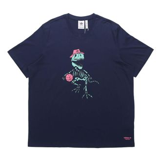 adidas originals 5 Dino Tee Casual Sports Cartoon Printing Round Neck Short Sleeve Navy Blue H13455