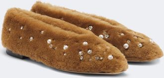 Jimmy Choo London Margot embellished shearling ballet flats