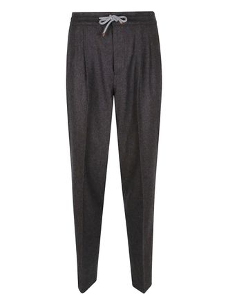 Brunello Cucinelli pleated drawstring trousers - Black