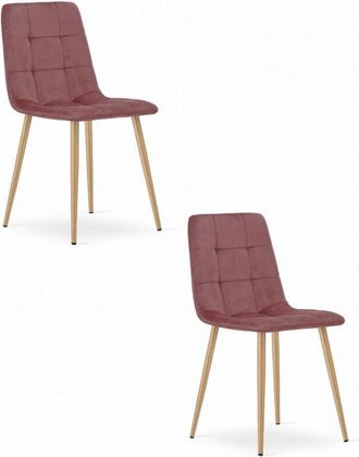 OEM Silla Kara - Terciopelo Rosa / Patas Color Madera X 2