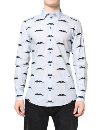 Dolce & Gabbana Mens Light Blue Cotton Martini Formal Dress Shirt