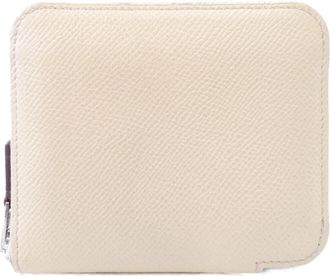 Herm&egrave;s Silkin White Epsom Leather Silk Wallet (Bi-Fold) (Pre-Owned)