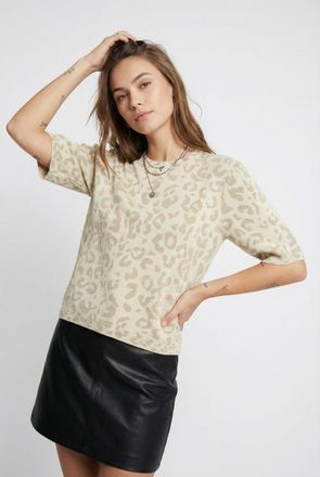 Vila Strickpullover VILA VIMAYAS O-NECK 2/4 KNIT NOOS, Damen, Gr. XL, super light natural melan pattern:leo natural melange, Strick, Obermaterial: 50% Poly