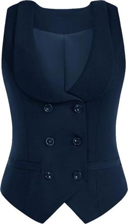 Generic Womens Vest Lapel Collar Double Breasted Elegant Waistcoat Business Vest Office Formal Work Wear Outerwear