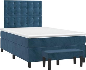 vidaXL Cama Box Spring Con Colch&oacute;n Terciopelo Azul Oscuro 120x190 Cm Vidaxl