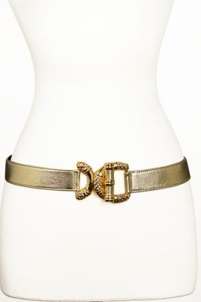 Raina Viper D Link Buckle Leather Belt in Gold at Nordstrom, Size Medium